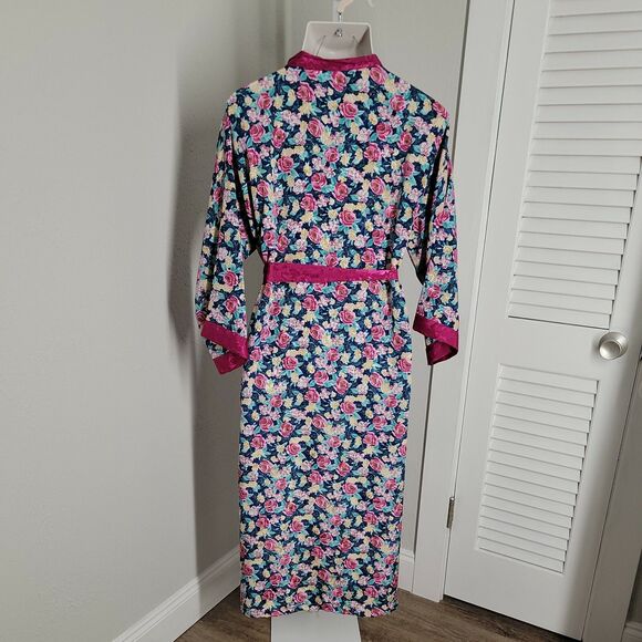 Today Tonight Vintage Nightgown Lingerie Robe ~ Sz M ~ Floral ~ Pinks Blues - Picture 4 of 6